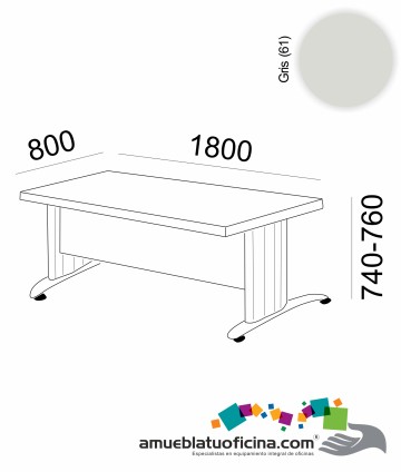 MESA KRONO MELAMINA 1800X800 COLOR GRIS