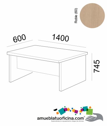 MESA AMBA MELAMINA 600X1400 COLOR ROBLE