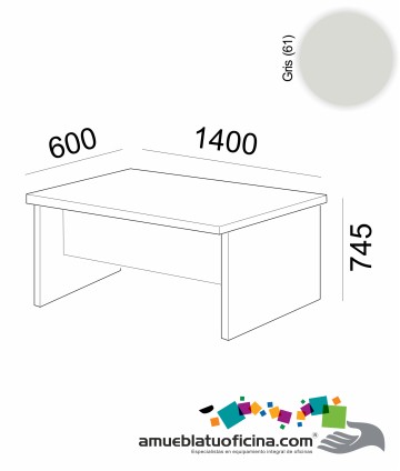 MESA AMBA MELAMINA 600X1400 COLOR GRIS