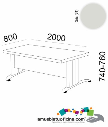 MESA KRONO MELAMINA 2000X800 COLOR GRIS
