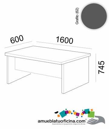 MESA AMBA MELAMINA 600X1600 COLOR GRAFITO