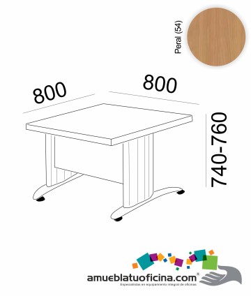 MESA KRONO MELAMINA 800X800 COLOR PERAL