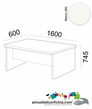 MESA AMBA MELAMINA 600X1600 COLOR BLANCO