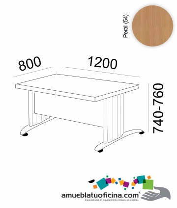 MESA KRONO MELAMINA 1200X800 COLOR PERAL