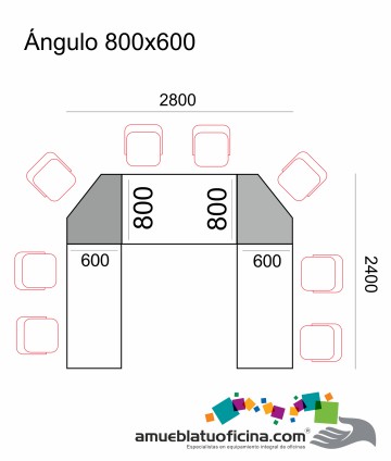 ÁNGULO MESA AMBA MELAMINA 800X600 IZQUIERDA
