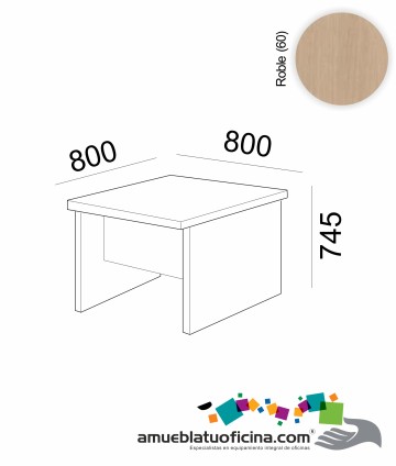 MESA AMBA MELAMINA 800X800 COLOR ROBLE