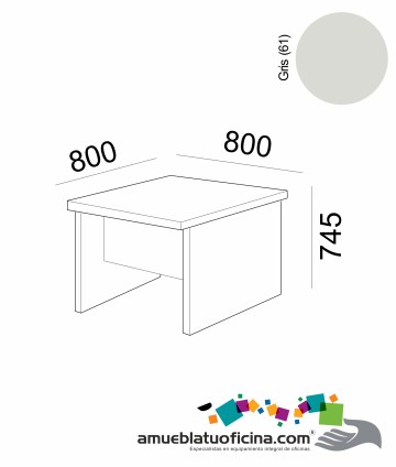 MESA AMBA MELAMINA 800X800 COLOR GRIS