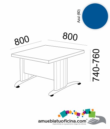 MESA KRONO MELAMINA 800X800 COLOR AZUL