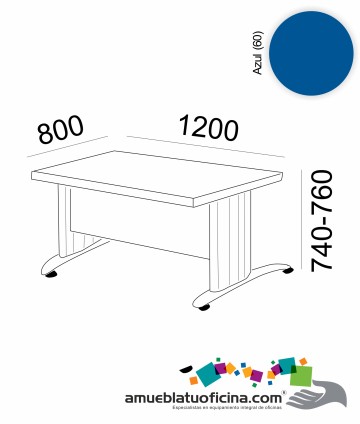 MESA KRONO MELAMINA 1200X800 COLOR AZUL