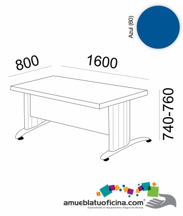 MESA KRONO MELAMINA 1600X800 COLOR AZUL