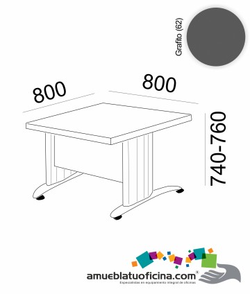 MESA KRONO MELAMINA 800X800 COLOR GRAFITO