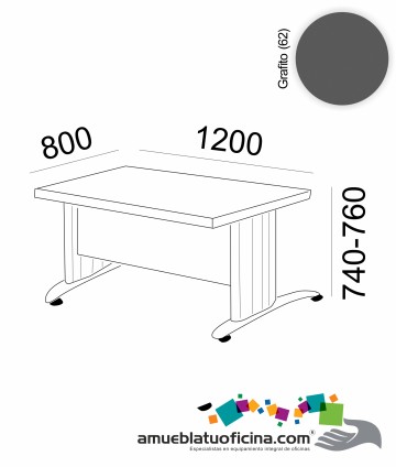 MESA KRONO MELAMINA 1200X800 COLOR GRAFITO