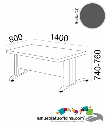 MESA KRONO MELAMINA 1400X800 COLOR GRAFITO