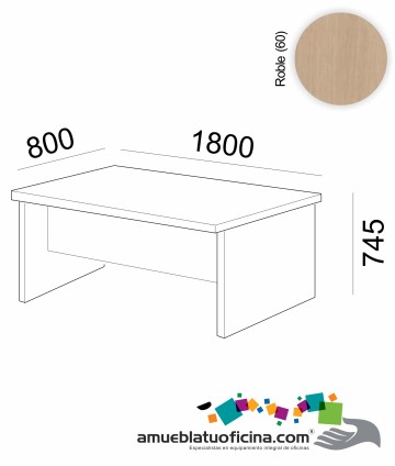 MESA AMBA MELAMINA 800X1800 COLOR ROBLE