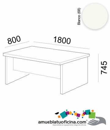 MESA AMBA MELAMINA 800X1800 COLOR BLANCO
