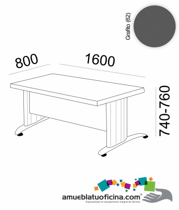MESA KRONO MELAMINA 1600X800 COLOR GRAFITO