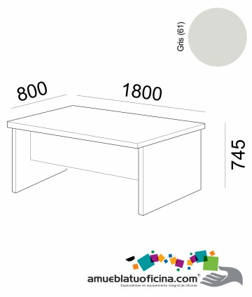 MESA AMBA MELAMINA 800X1800 COLOR GRIS