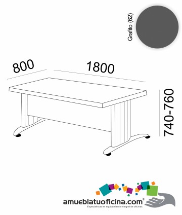 MESA KRONO MELAMINA 1800X800 COLOR GRAFITO