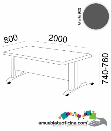 MESA KRONO MELAMINA 2000X800 COLOR GRAFITO