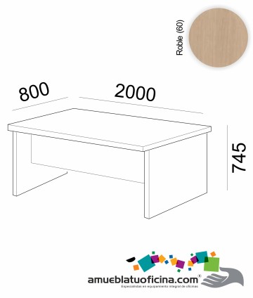 MESA AMBA MELAMINA 800X2000 COLOR ROBLE