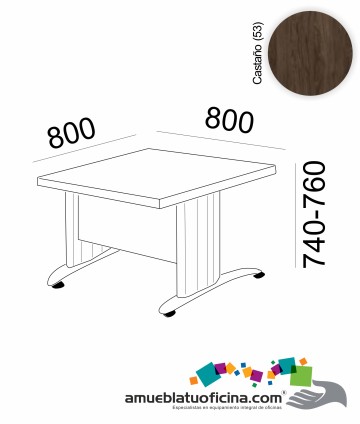 MESA KRONO MELAMINA 800X800 COLOR CASTAÑO
