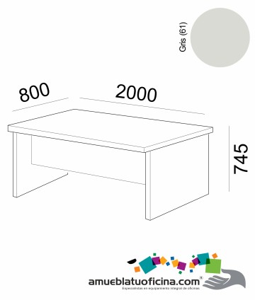 MESA AMBA MELAMINA 800X2000 COLOR GRIS
