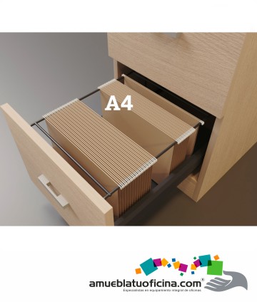 CAJONERA RODANTE MELAMINA 1 CAJÓN + ARCHIVADOR CASTAÑO