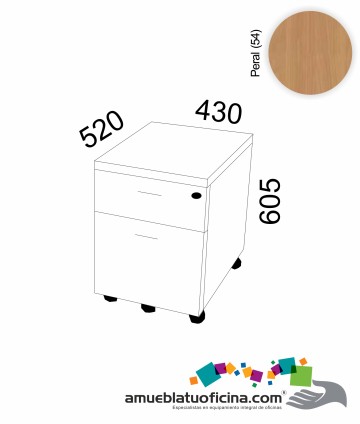 CAJONERA RODANTE MELAMINA 1 CAJÓN + ARCHIVADOR PERAL