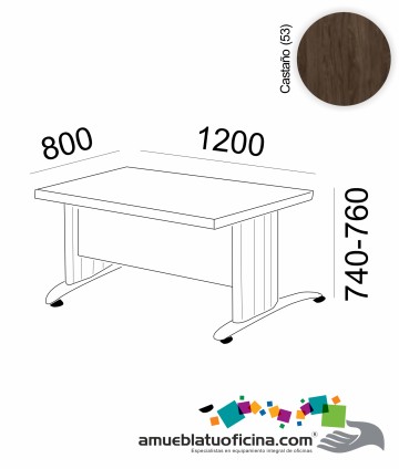 MESA KRONO MELAMINA 1200X800 COLOR CASTAÑO