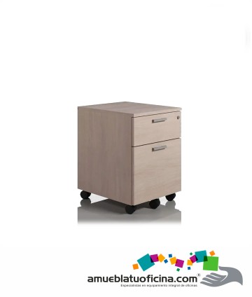 CAJONERA RODANTE MELAMINA 1 CAJÓN + ARCHIVADOR CASTAÑO