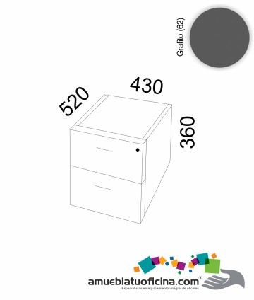 CAJONERA COLGANTE MELAMINA 2 CAJÓNES GRAFITO