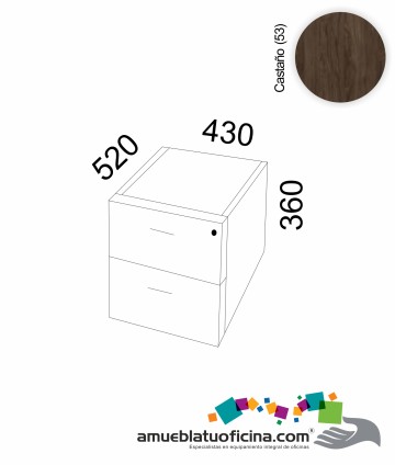 CAJONERA COLGANTE MELAMINA 2 CAJÓNES CASTAÑO