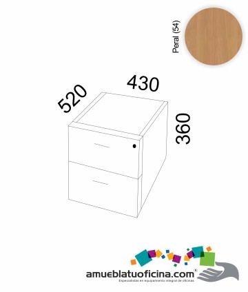 CAJONERA COLGANTE MELAMINA 2 CAJÓNES PERAL