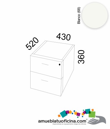 CAJONERA COLGANTE MELAMINA 2 CAJÓNES BLANCO