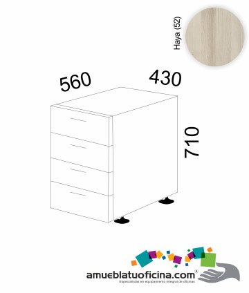 CAJONERA PEDESTAL MELAMINA 4 CAJONES HAYA