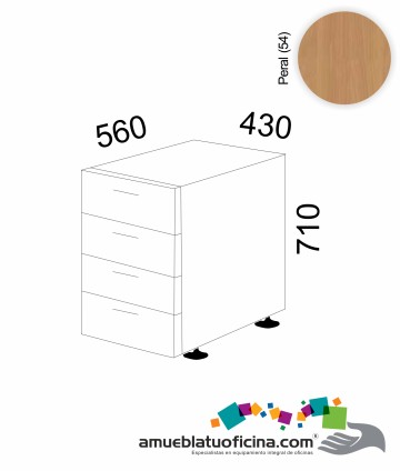 CAJONERA PEDESTAL MELAMINA 4 CAJONES PERAL