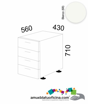CAJONERA PEDESTAL MELAMINA 4 CAJONES BLANCO