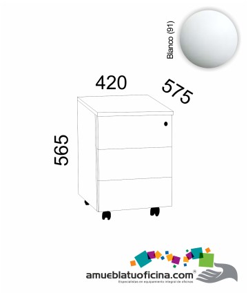 CAJONERA RODANTE METÁLICA 3 CAJONES BLANCO