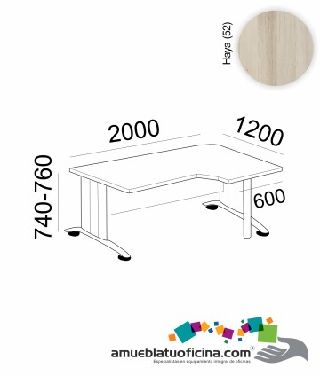 MESA KRONO MELAMINA COMPACTA DERECHA 2000X1200 COLOR HAYA