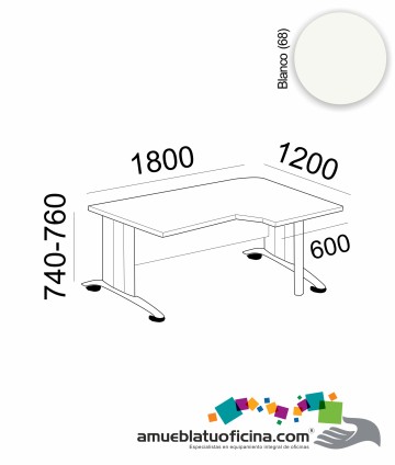 MESA KRONO MELAMINA COMPACTA DERECHA 1800X1200 COLOR BLANCO