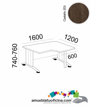 MESA KRONO MELAMINA COMPACTA DERECHA 1600X1200 COLOR CASTAÑO