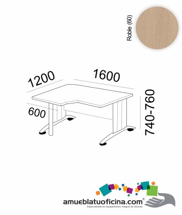 MESA KRONO MELAMINA COMPACTA IZQ.1600X1200 ROBLE