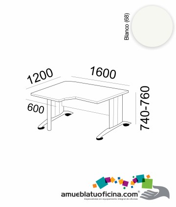 MESA KRONO MELAMINA COMPACTA IZQ.1600X1200 BLANCO