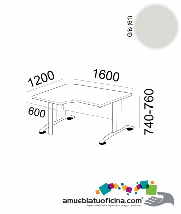 MESA KRONO MELAMINA COMPACTA IZQ1600X1200 GRIS