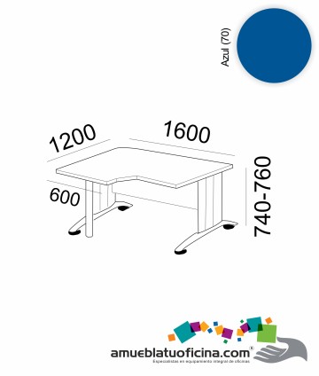 MESA KRONO MELAMINA COMPACTA IZQ.1600X1200 AZUL
