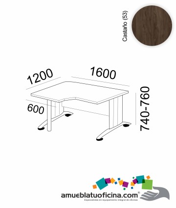 MESA KRONO MELAMINA COMPACTA IZQ.1600X1200 CASTAÑO