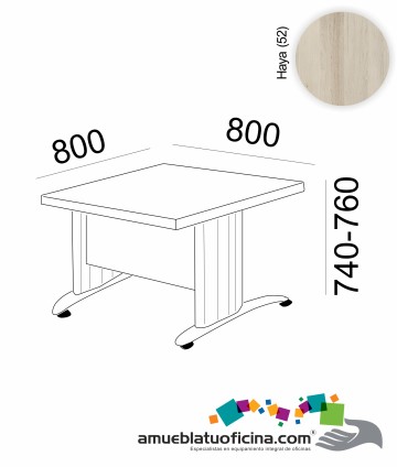 MESA KRONO MELAMINA 800X800 COLOR HAYA