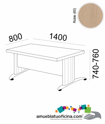MESA KRONO MELAMINA 1400X800 COLOR ROBLE