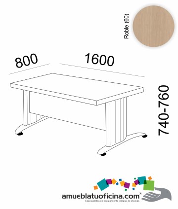 MESA KRONO MELAMINA 1600X800 COLOR ROBLE