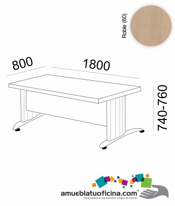 MESA KRONO MELAMINA 1800X800 COLOR ROBLE